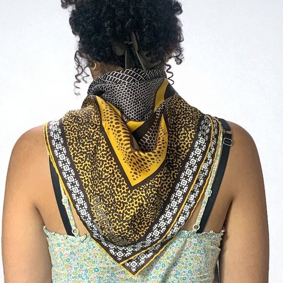 Roberto Cavalli Designer Silk Square Scarf Animal Print Gold Brown 34"x34" - Picture 1 of 10